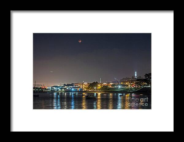 Aquatic Park Framed Print featuring the photograph Moon over Aquatic Park by Kate Brown