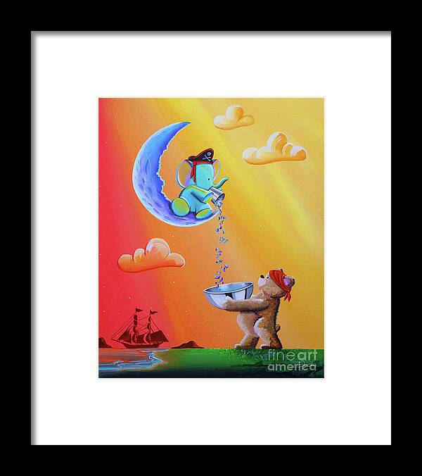 Elephant Framed Print featuring the painting Moon Pirates by Cindy Thornton