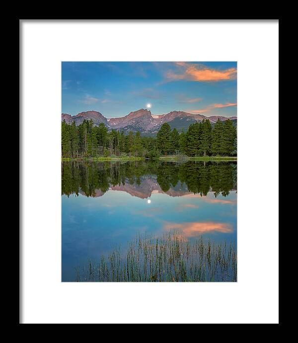 Colorado Framed Print featuring the photograph Full Moon Set Over Sprague Lake by John Vose