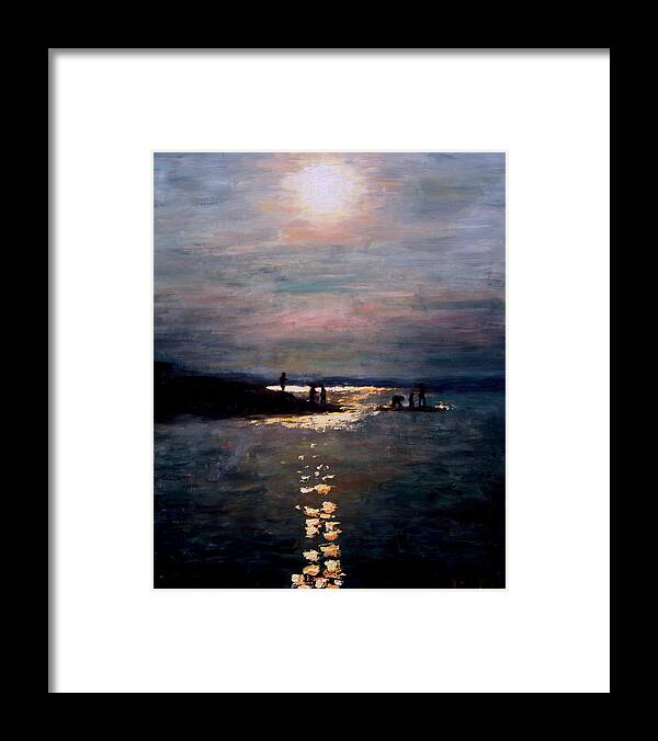 Sunset Framed Print featuring the painting Moonlight by Ashlee Trcka