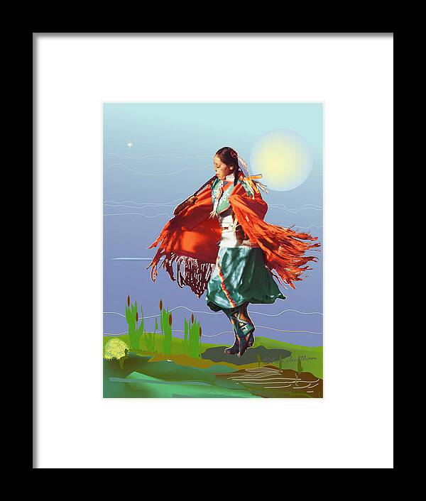 American Indian Framed Print featuring the mixed media Moonlight Dance by Kae Cheatham