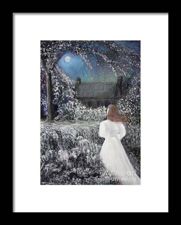 Landscape Framed Print featuring the painting Moonlight Garden by Lyric Lucas