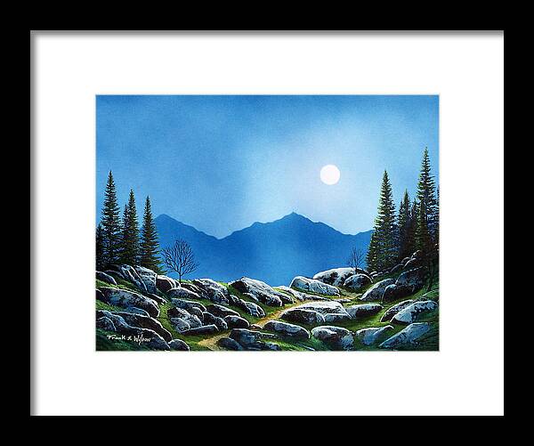 Moonlight Hike Framed Print featuring the painting Moonlight Hike by Frank Wilson