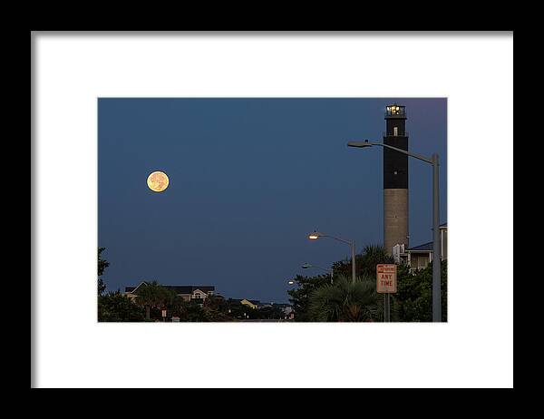 Moon Framed Print featuring the photograph Moonlight Lighthouse by Nick Noble