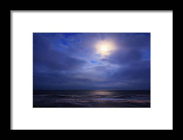 Cape Hatteras Framed Print featuring the photograph Moonlight on the Ocean at Hatteras by Joni Eskridge