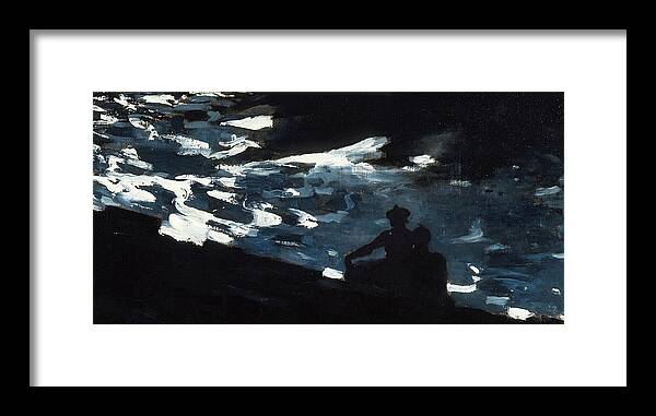 Winslow Homer Framed Print featuring the painting Moonlight on the Water by Winslow Homer