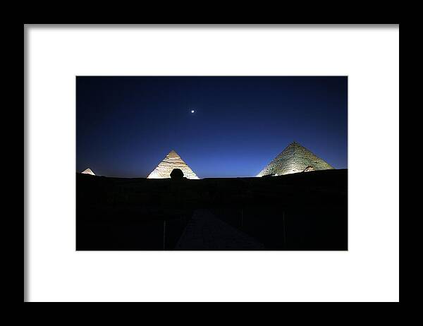Moonlight Framed Print featuring the photograph Moonlight Over 3 Pyramids by Donna Corless