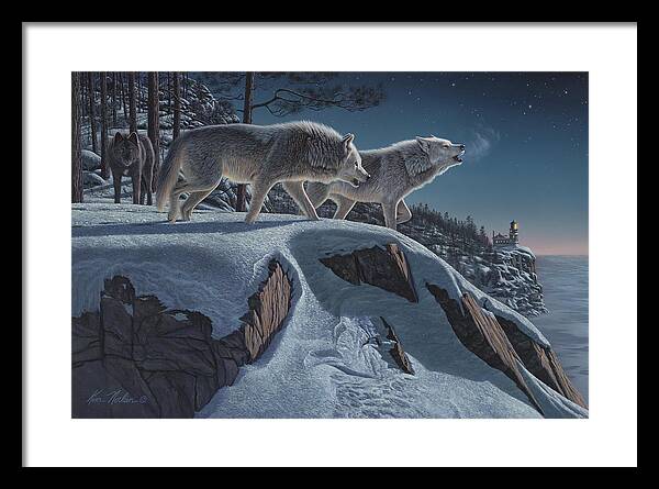 Moonlight Prowlers Framed Print featuring the painting Moonlight Prowlers by Kim Norlien