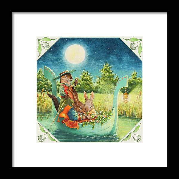 Gondola Framed Print featuring the painting Moonlight Romance by Lynn Bywaters