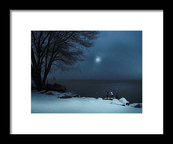 Lake Framed Print featuring the photograph Moonlight Romp by John Poon