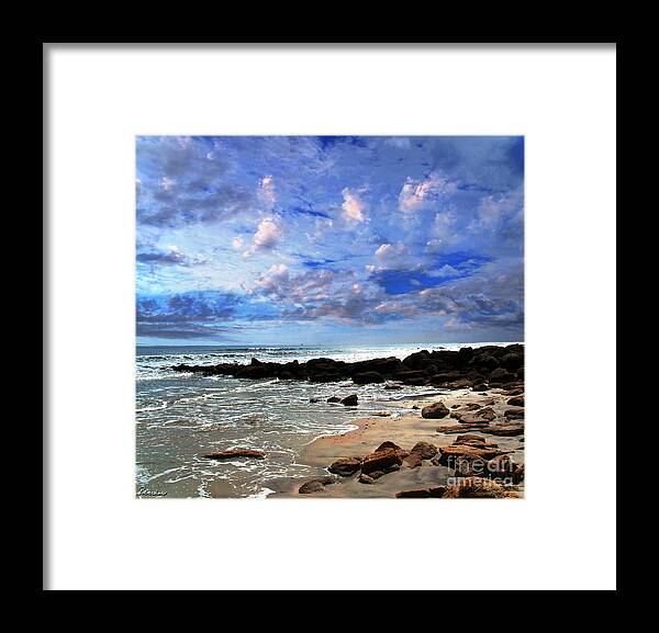 Beach Framed Print featuring the photograph Moonlit Beach Seascape at Wisdom Beach Florida C2 by Ricardos Creations