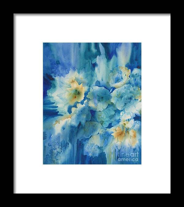 Flowers Framed Print featuring the painting Moonlit Flowers by Donna Acheson-Juillet