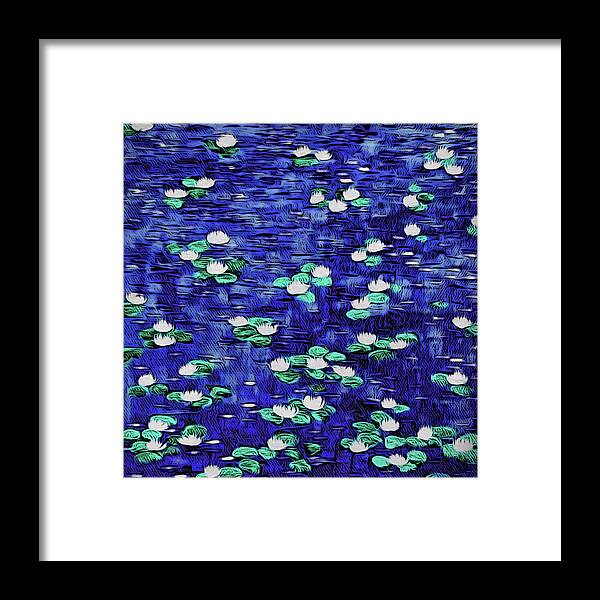 Waterlilies Framed Print featuring the digital art Moonlit Nymphaea by Paisley O'Farrell