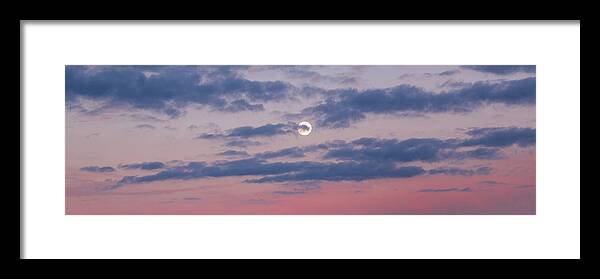 Moonrise Framed Print featuring the photograph Moonrise In Pink Sky by D K Wall