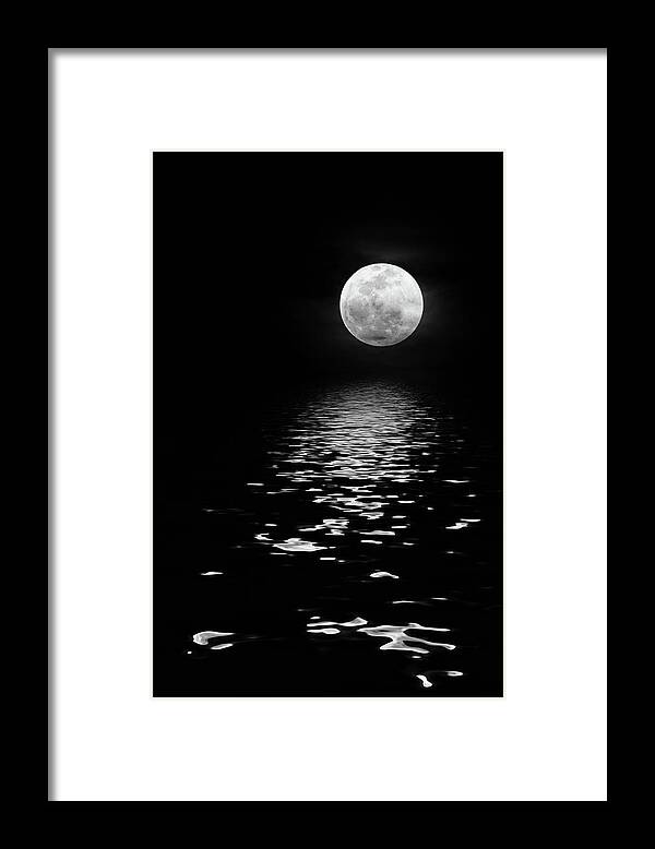Dawn Currie Photography Framed Print featuring the photograph Moonrise Over the Atlantic by Dawn Currie