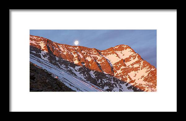 Moonset Framed Print featuring the photograph Moonset Over the Mountain by Aaron Spong