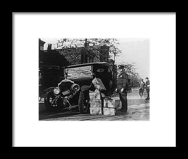 Moonshine Framed Print featuring the photograph Moonshine Car Chase by Vintage Pix