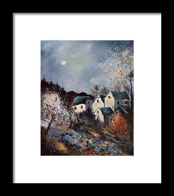 Village Framed Print featuring the painting Moonshine by Pol Ledent
