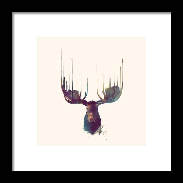 Animal Framed Print featuring the painting Moose // Squared Format by Amy Hamilton