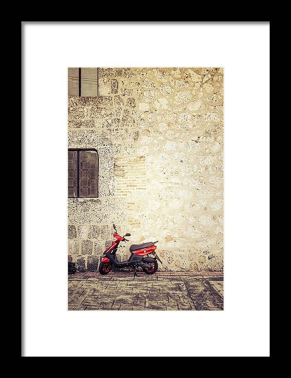  Framed Print featuring the photograph Moped of Santo Domingo by Rebekah Zivicki
