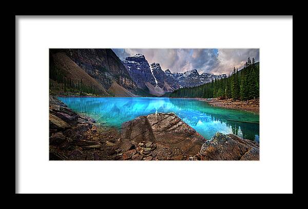 North Saskatchewan River Crossing Framed Print featuring the photograph Moraine Lake by John Poon