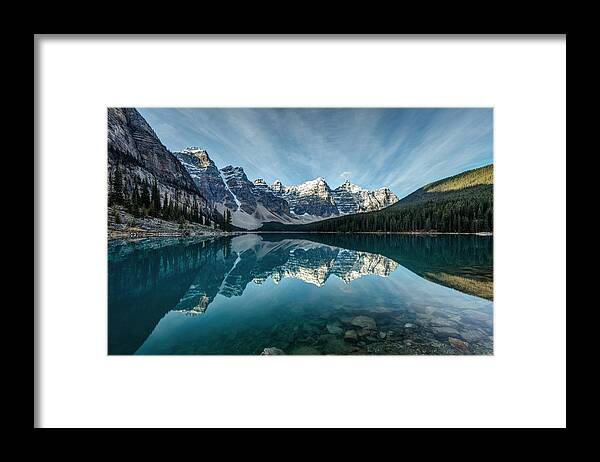 Moraine Lake Framed Print featuring the photograph Moraine Lake Reflection by Pierre Leclerc Photography