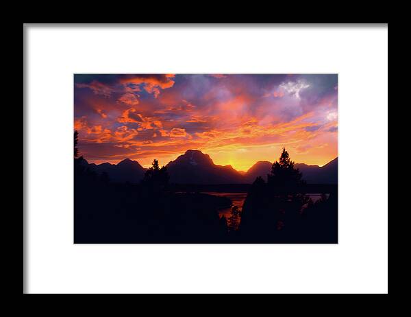 Nature Framed Print featuring the photograph Grand Tetons Sunset by Aidan Moran