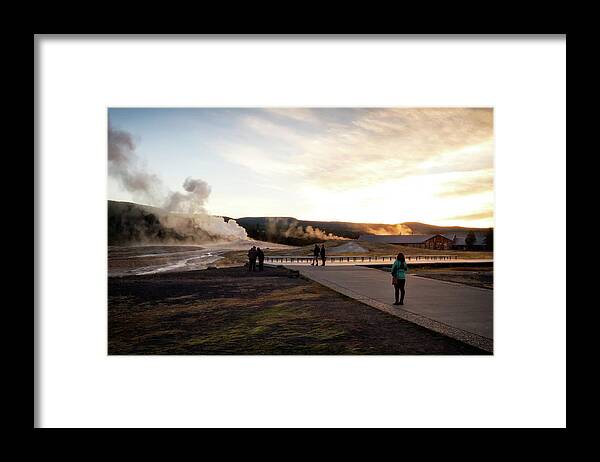 Wyoming Framed Print featuring the photograph Morning at Old Faithful by Shirley Mitchell