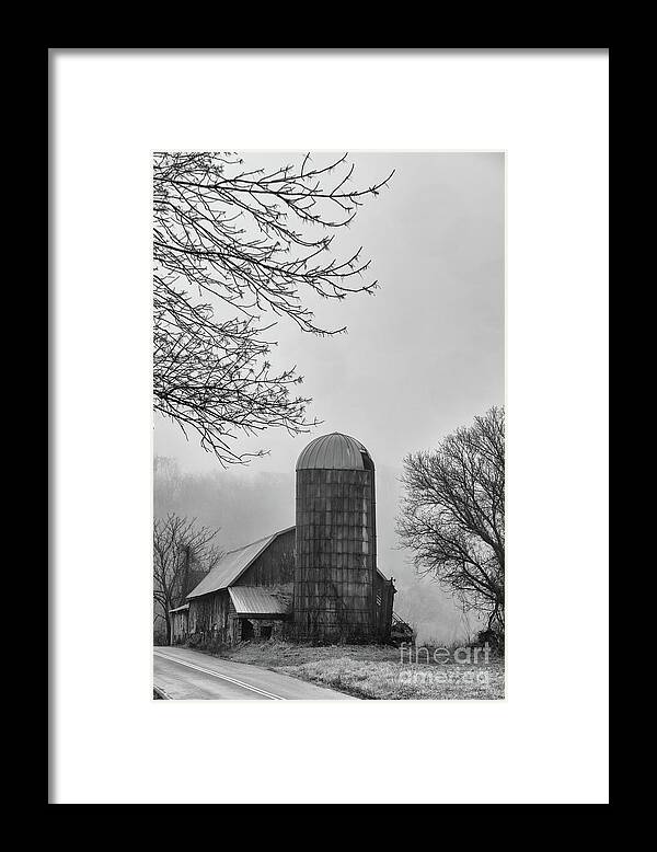 Barn Framed Print featuring the photograph Morning Fog by Nicki McManus