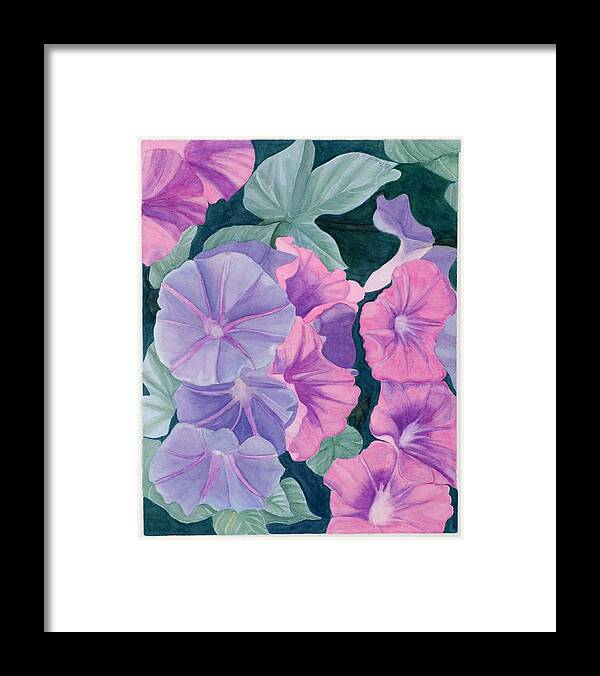 Flowers Framed Print featuring the painting Morning Glories by Barbara Pascal