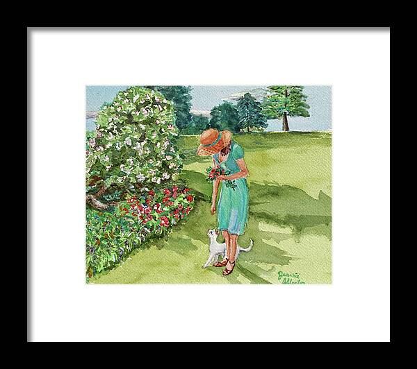 Girl Framed Print featuring the painting Morning Greeting at Swan Harbor Farms by Jeannie Allerton