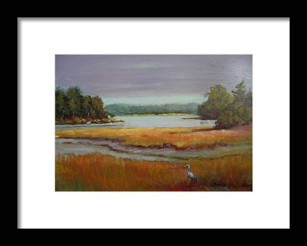 Maine Framed Print featuring the painting Morning in the Salt Marsh by Bonita Waitl