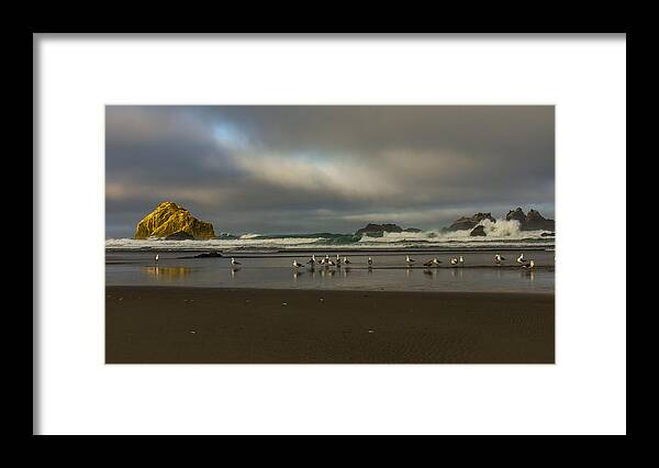 Bandon Or Framed Print featuring the photograph Morning light on the Beach by Ulrich Burkhalter