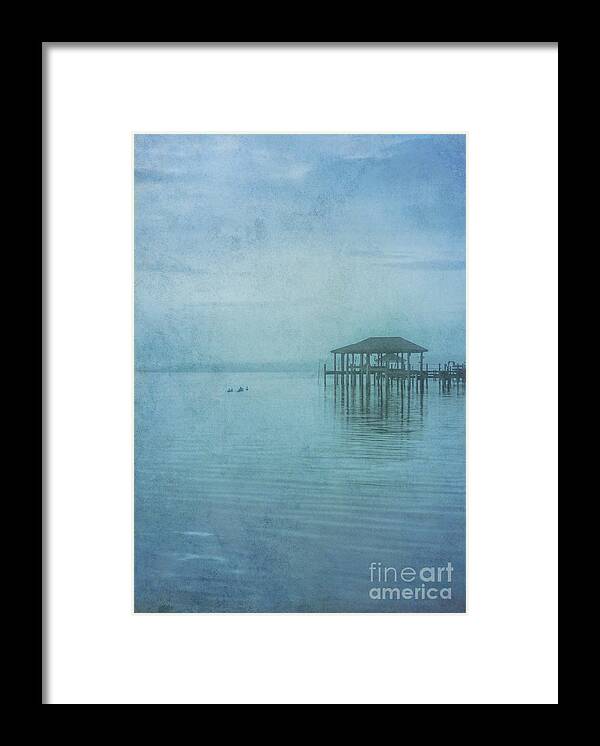 Morning Mist In Blue Framed Print featuring the digital art Morning Mist in Blue by Randy Steele