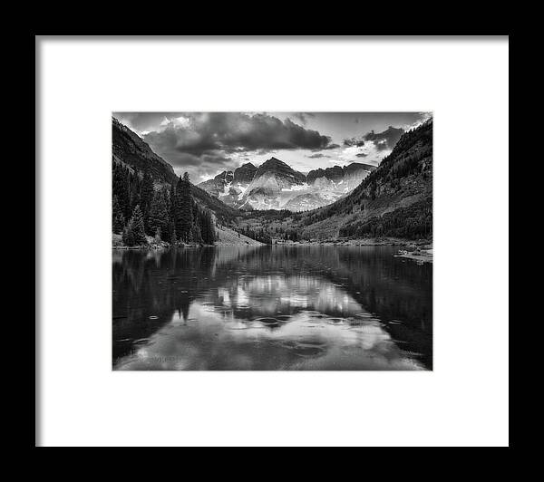 Monochrome Framed Print featuring the photograph Morning Rain at the Bells by Darren White