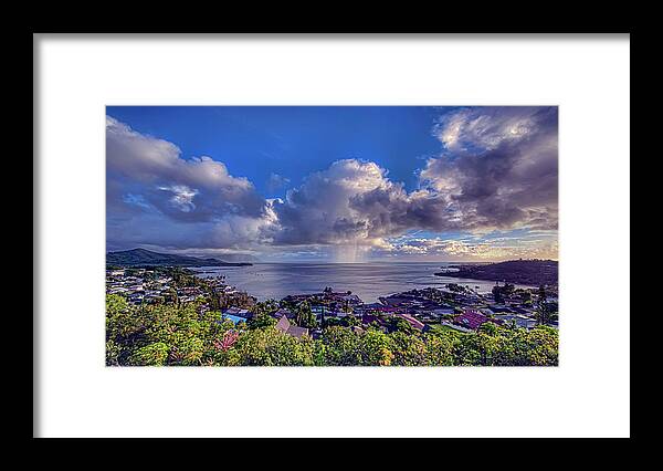 Hdr Framed Print featuring the photograph Morning rain in Kaneohe Bay by Dan McManus