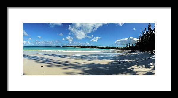 Panorama Framed Print featuring the photograph Morning shadows Ile des Pins by Dorothy Darden