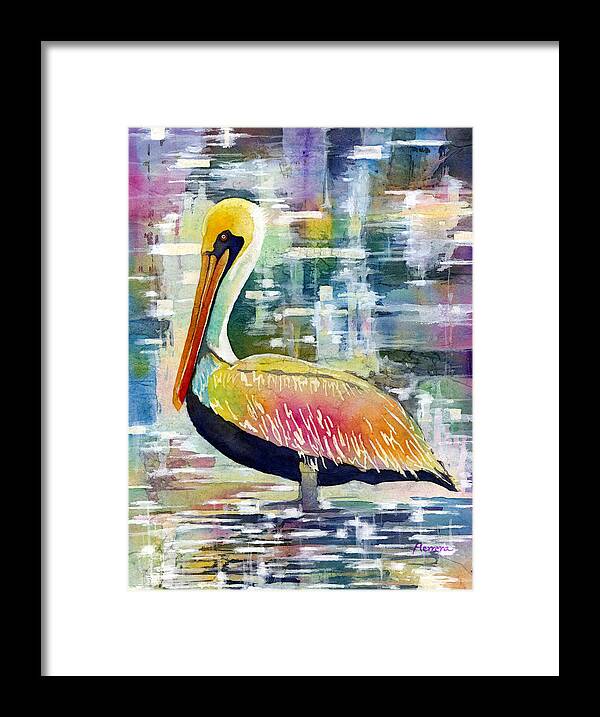 Pelican Framed Print featuring the painting Morning Solitude by Hailey E Herrera
