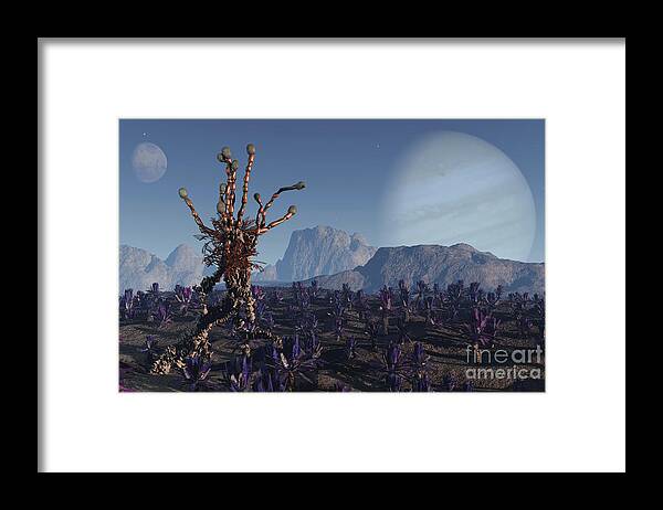 Alien Framed Print featuring the digital art Morning Stroll by Richard Rizzo