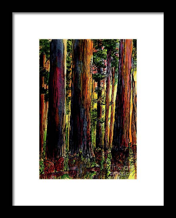 Trees Framed Print featuring the painting Morning Trees by Terry Banderas