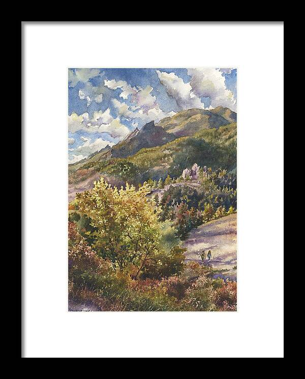 Autumn Painting Framed Print featuring the painting Morning Walk at Mount Sanitas by Anne Gifford