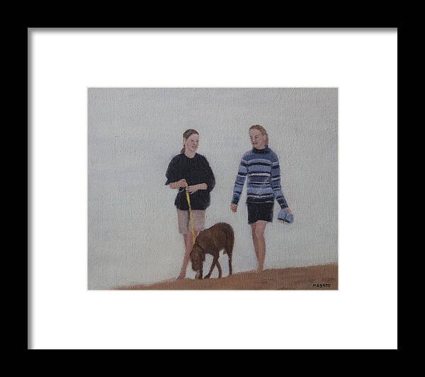 Beach Framed Print featuring the painting Morning Walk by Masami Iida