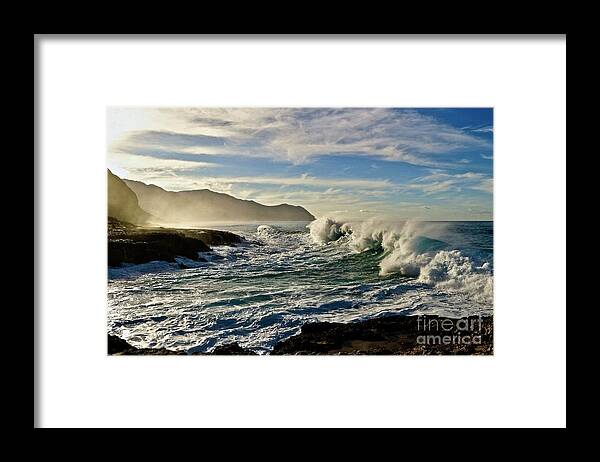 Kaena Point Framed Print featuring the photograph Morning Waves at Kaena by Craig Wood