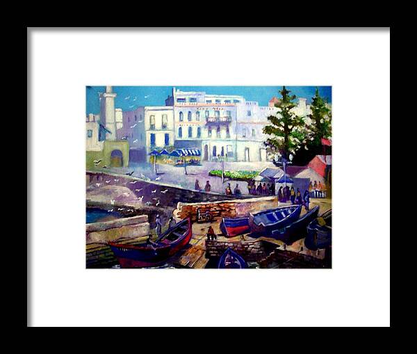 Morocco Framed Print featuring the painting  essaouira       MOROCCO by Paul Weerasekera