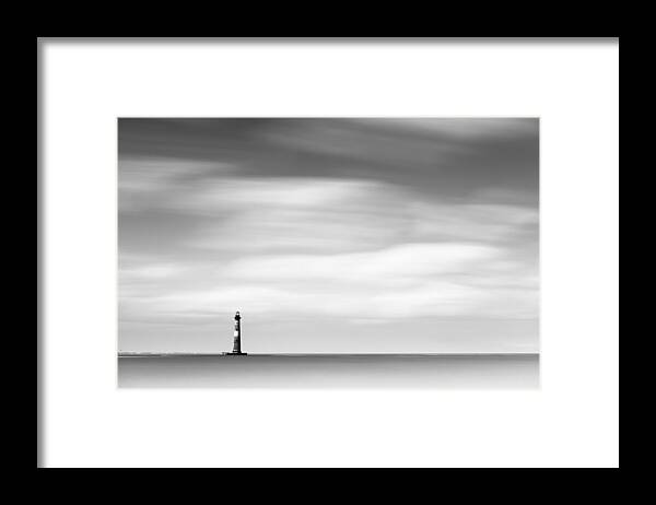 Morris Island Framed Print featuring the photograph Morris Island Lighthouse BW by Ivo Kerssemakers
