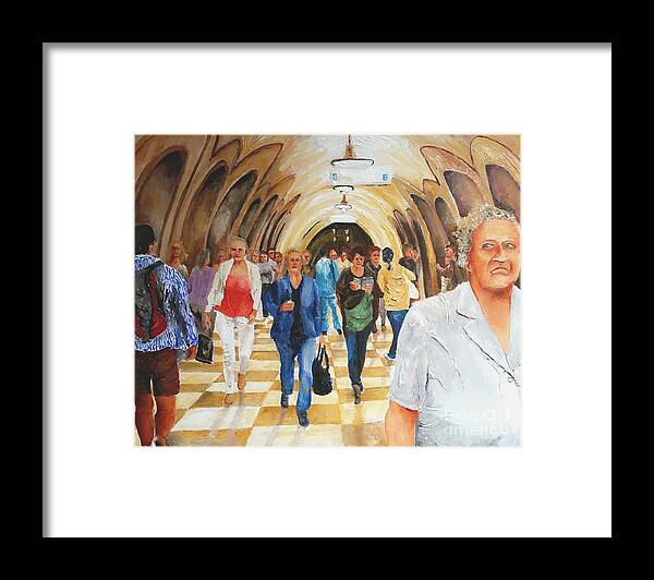 Original Framed Print featuring the painting Moscow Metro by Eli Gross