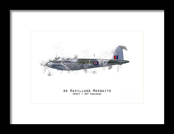 De Havilland Mosquito Framed Print featuring the digital art Mosquito Sketch - HX917 by Airpower Art
