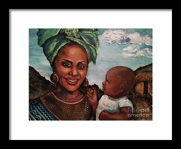 African Woman Framed Print featuring the painting Mother and Child 2017 by Alga Washington