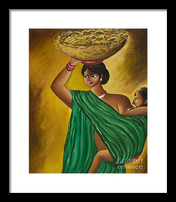 Woman Framed Print featuring the painting Mother and Child by Sweta Prasad