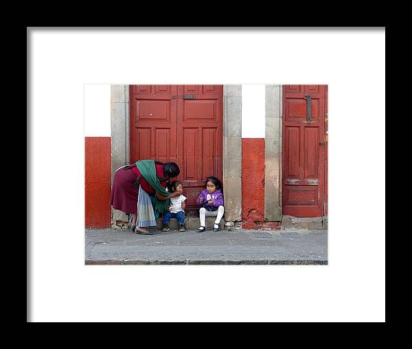Mother And Children Framed Print featuring the photograph Ice Cream Treat in Patzcuaro by Rosanne Licciardi